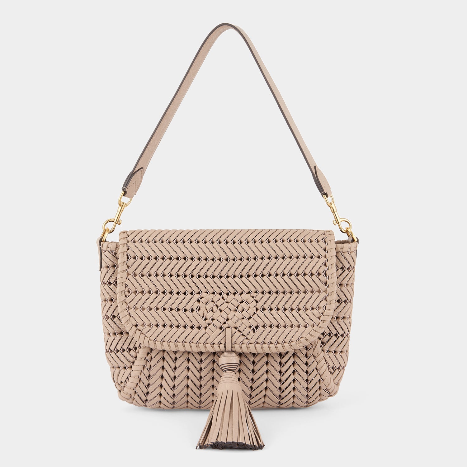 Neeson Tassel Shoulder Bag -

                  
                    Capra Leather in Light Nude -
                  

                  Anya Hindmarch UK
