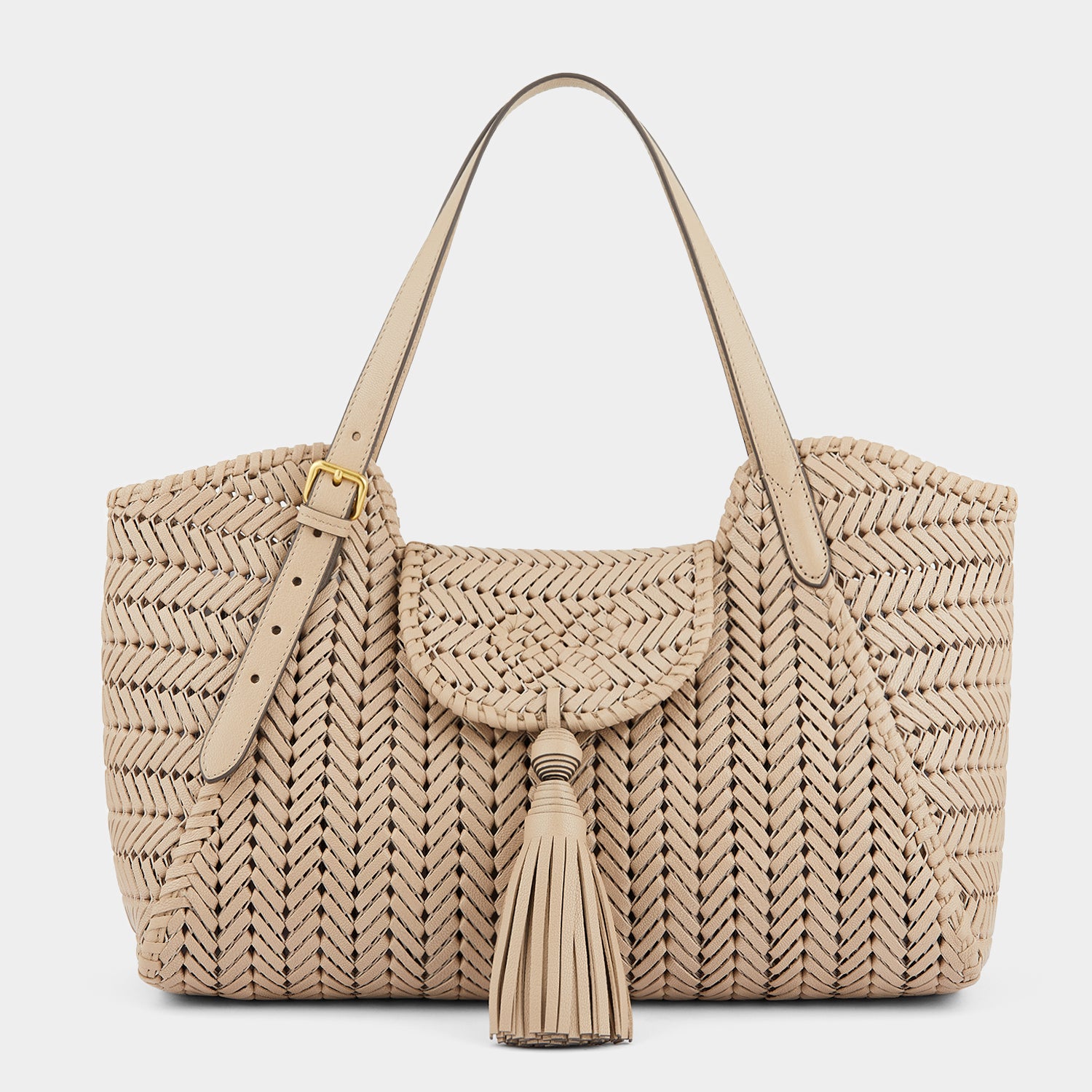 Neeson Tassel Tote -

                  
                    Capra Leather in Light Nude -
                  

                  Anya Hindmarch UK
