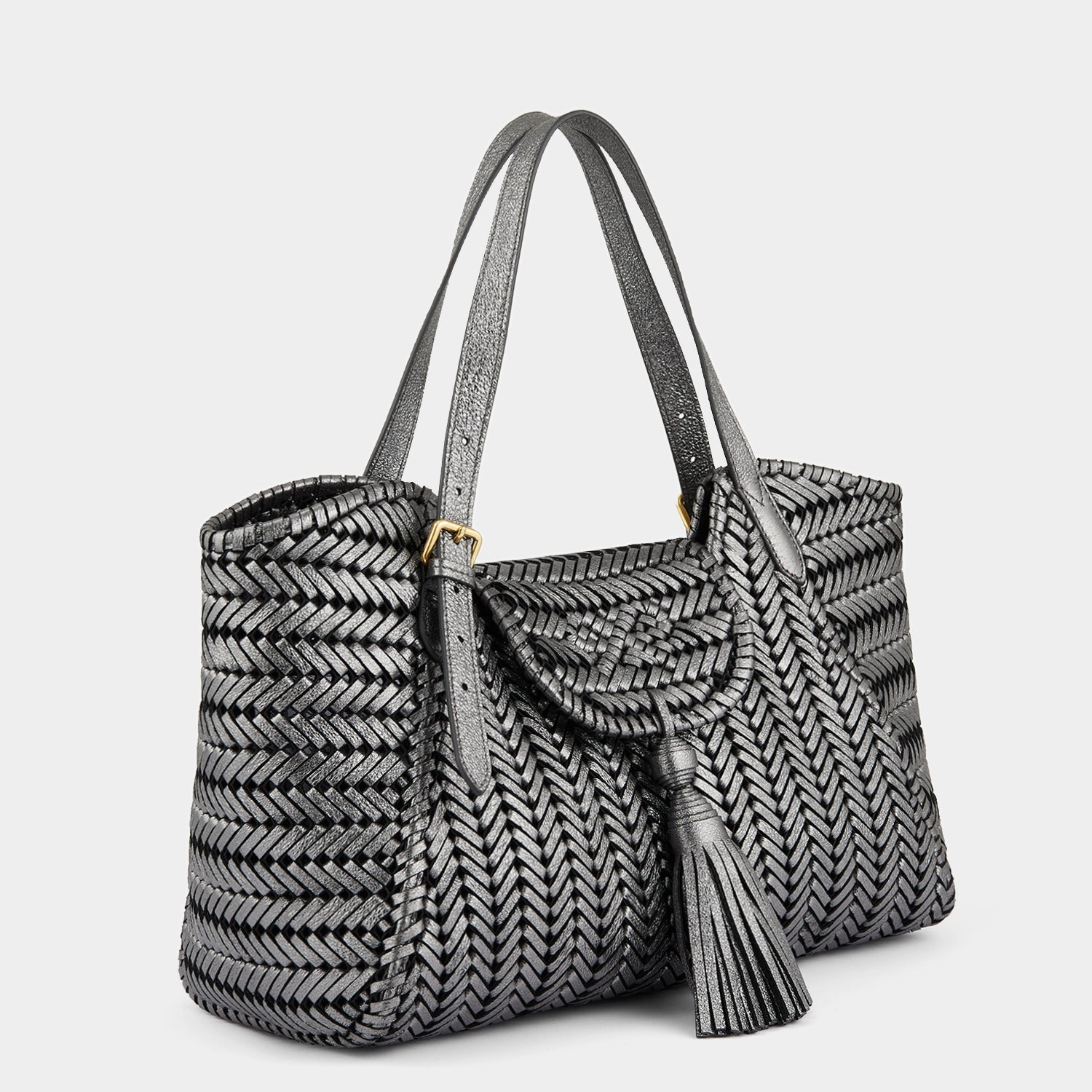 Neeson Tassel Tote -

                  
                    Metallic Leather in Anthracite -
                  

                  Anya Hindmarch UK
