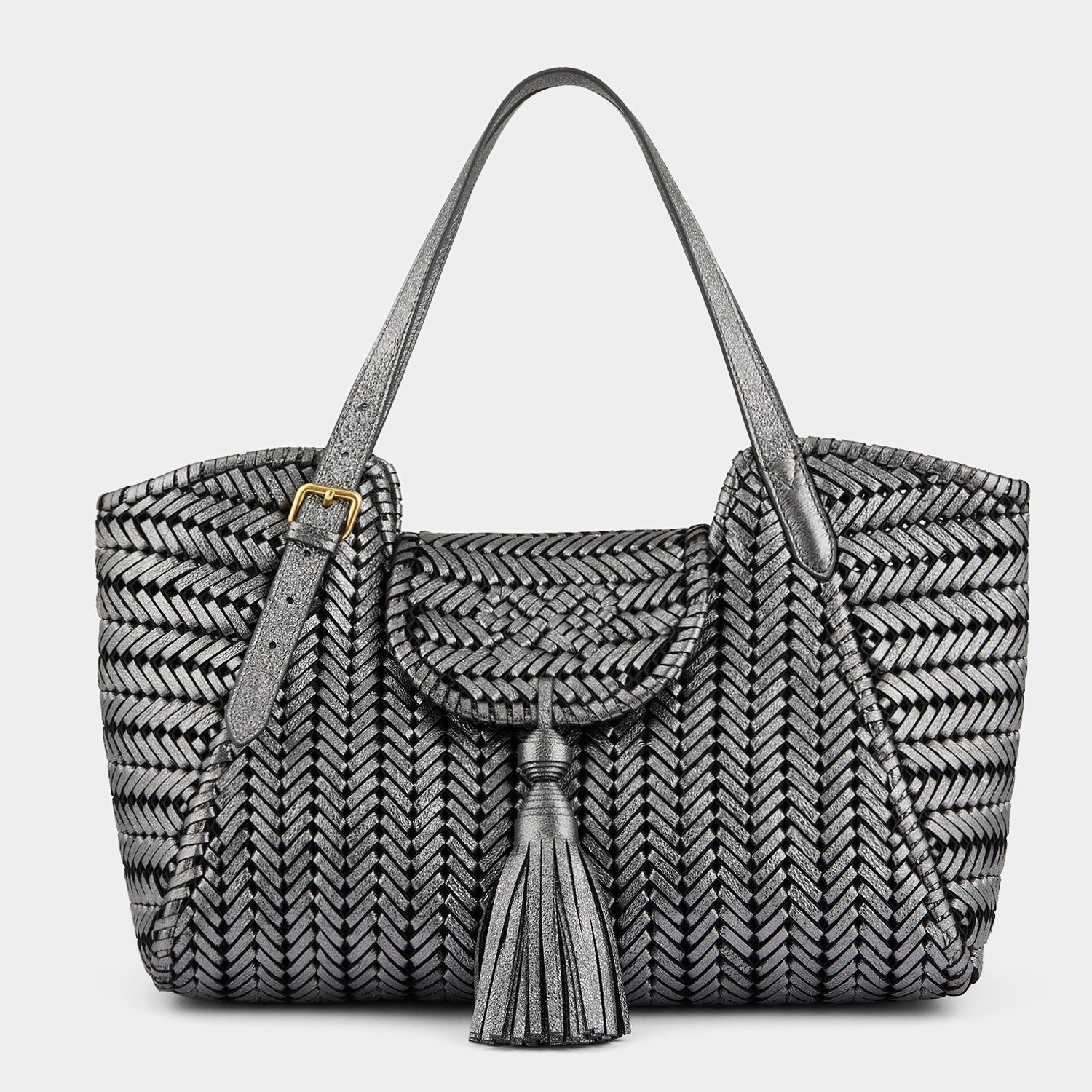 Neeson Tassel Tote -

                  
                    Metallic Leather in Anthracite -
                  

                  Anya Hindmarch UK
