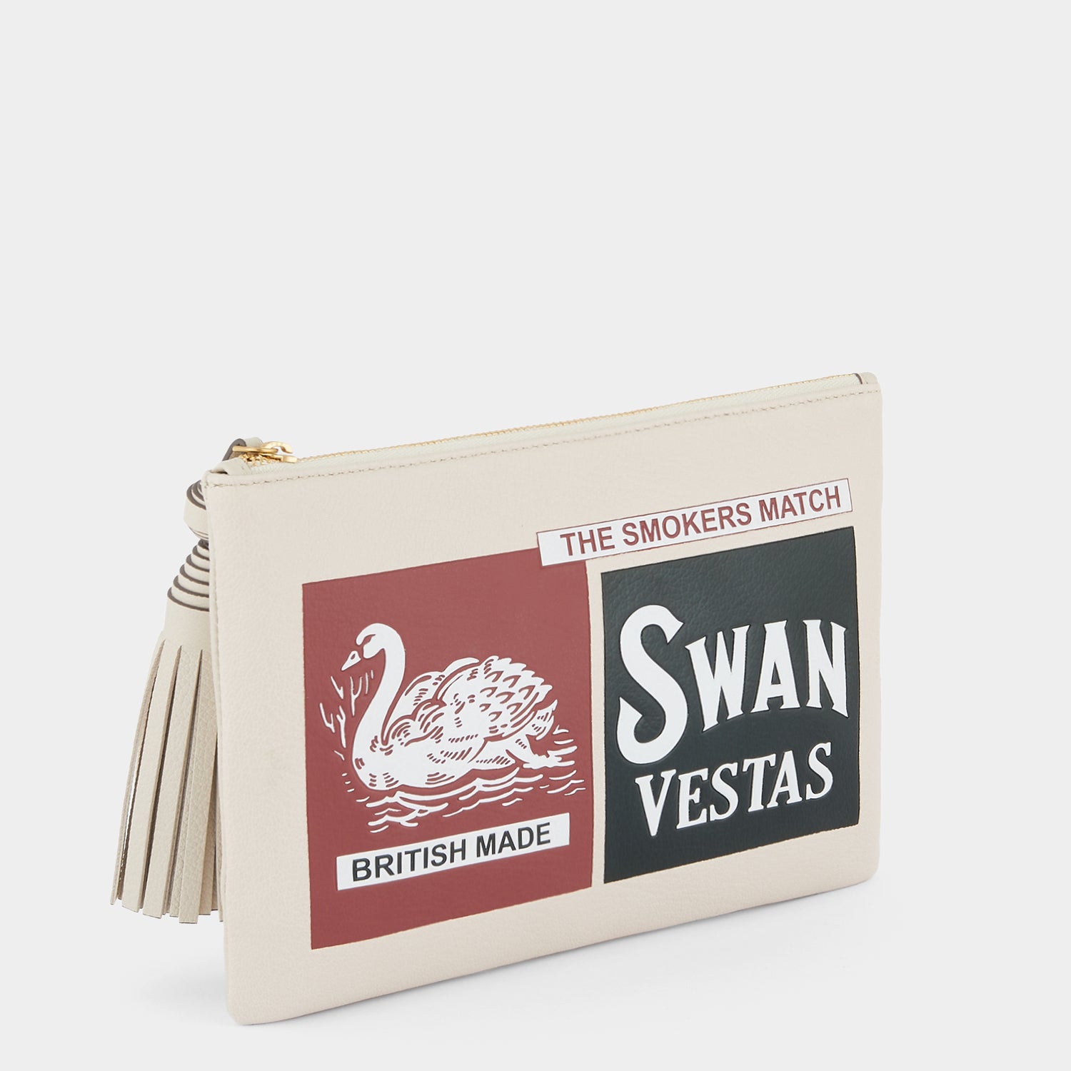 Anya Brands Swan Tassel Clutch -

                  
                    Capra Leather in Chalk -
                  

                  Anya Hindmarch UK
