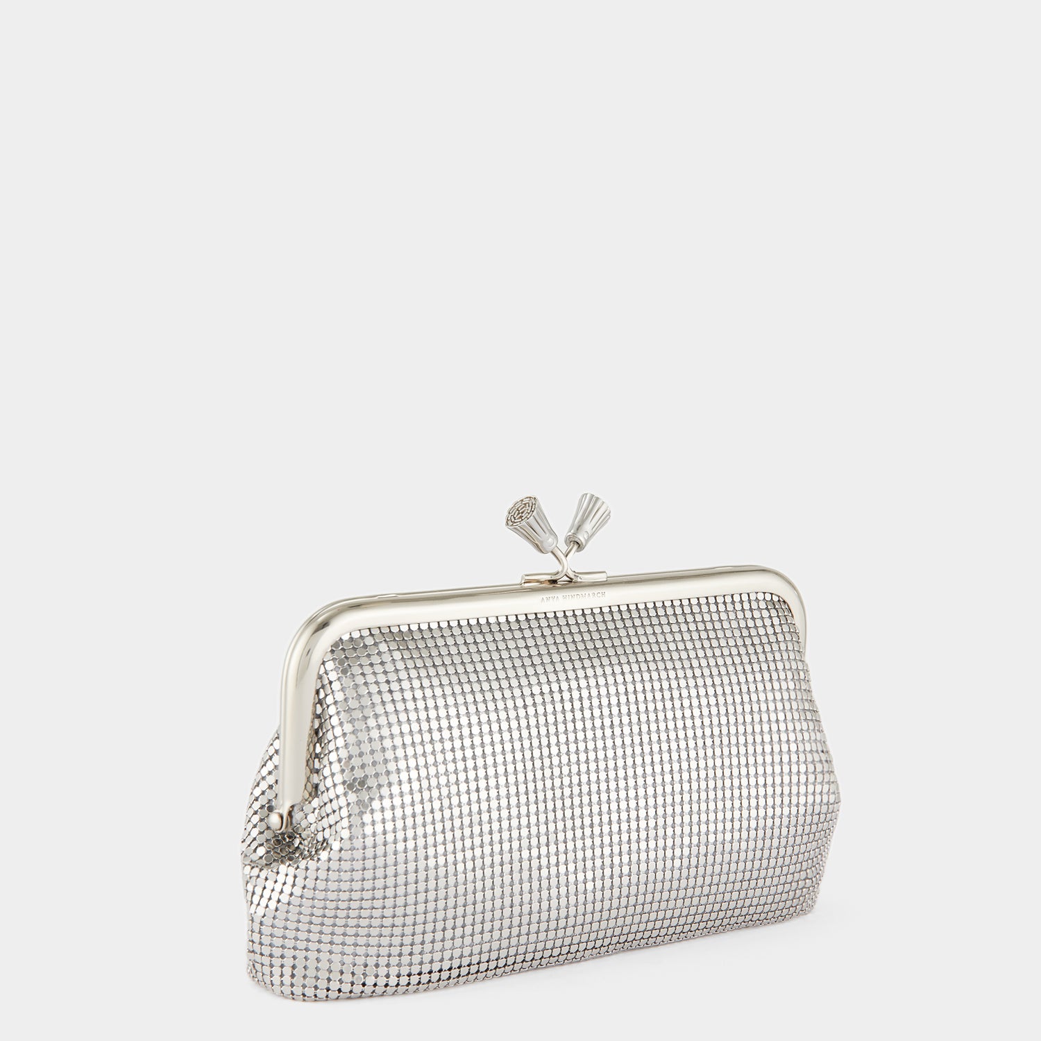 Maud Mesh Tassel Clutch -

                  
                    Metal Mesh in Silver -
                  

                  Anya Hindmarch UK
