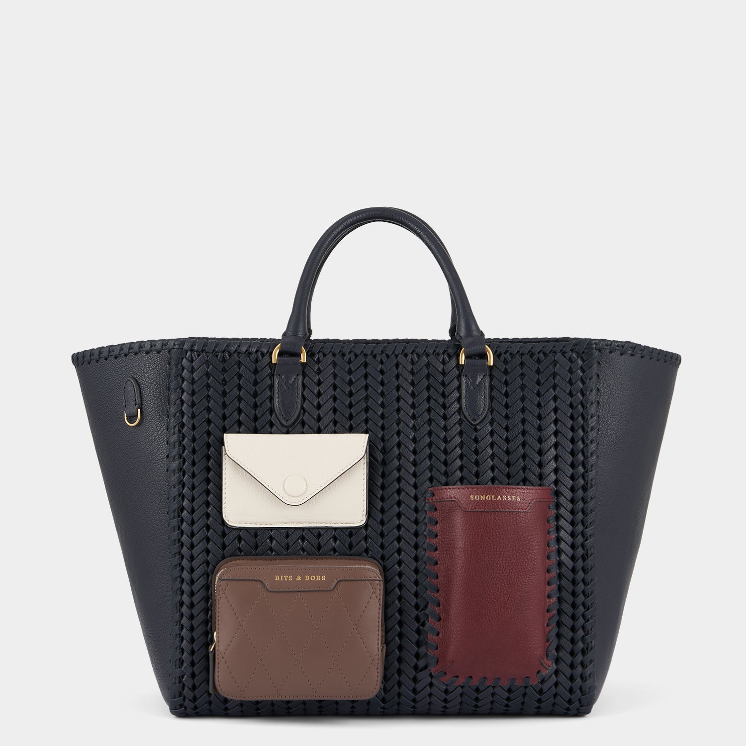 Neeson Multi Pocket Square Tote -

                  
                    Capra Leather in Marine -
                  

                  Anya Hindmarch UK
