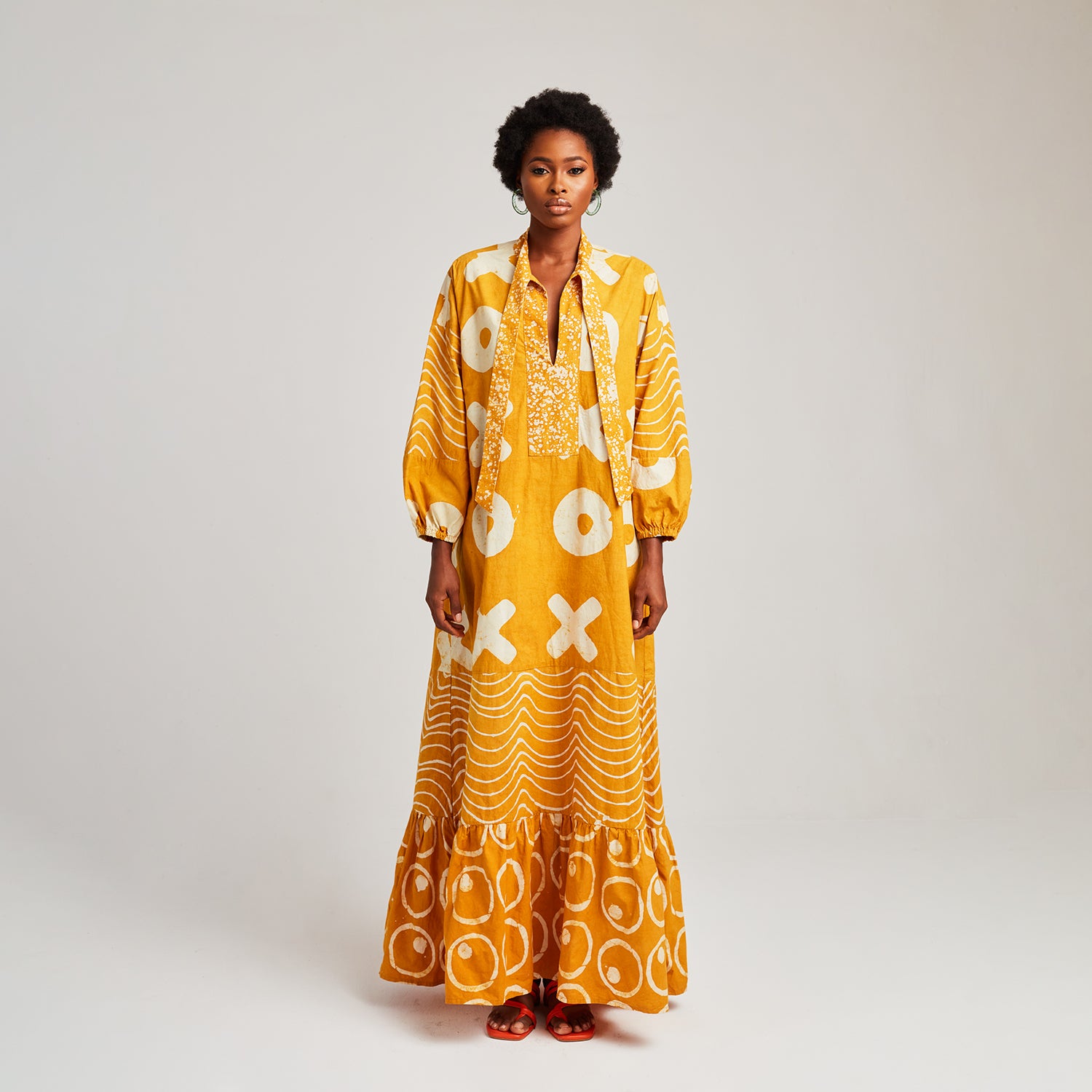 Long Kaftan with Neck Tie -

                  
                    Lightweight Cotton Poplin in Mustard -
                  

                  Anya Hindmarch UK
