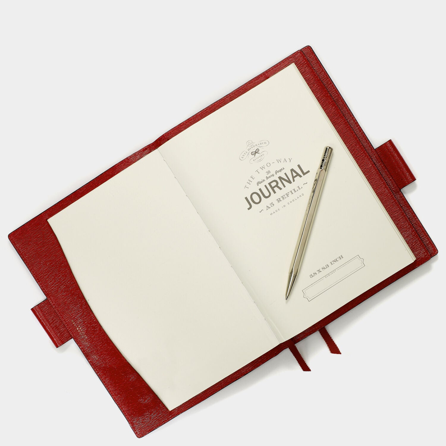 Bespoke A5 Two Way Journal -

                  
                    London Grain in Red -
                  

                  Anya Hindmarch UK
