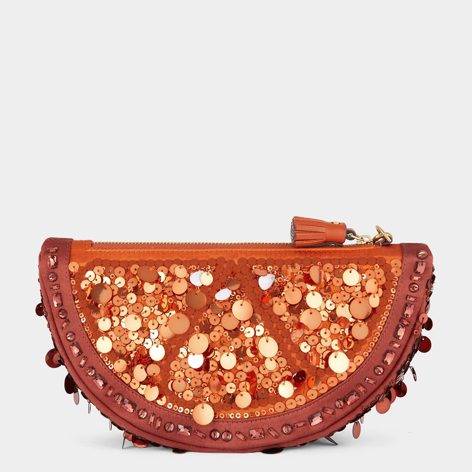 Orange Sequin Clutch -

                  
                    Recycled Satin and Sequins in Chestnut -
                  

                  Anya Hindmarch UK
