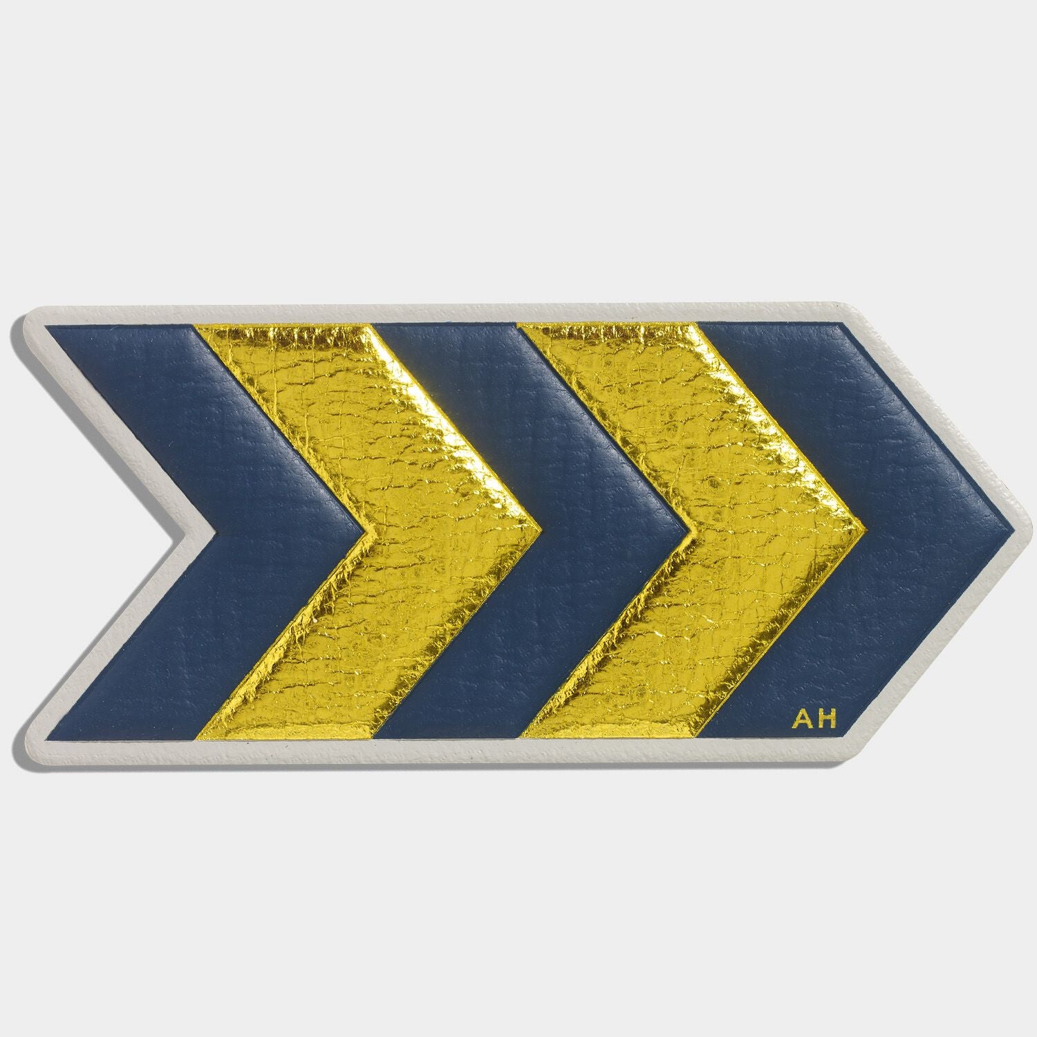 Chevron Leather Sticker -

          
            Metallic Capra in Mustard -
          

          Anya Hindmarch UK
